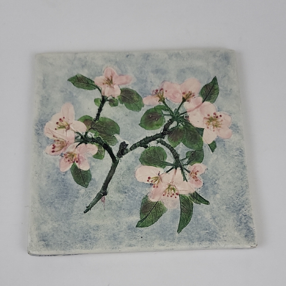 Vintage Salt Marsh Pottery Floral 8" x 8" Trivet / Wall hanging Boho